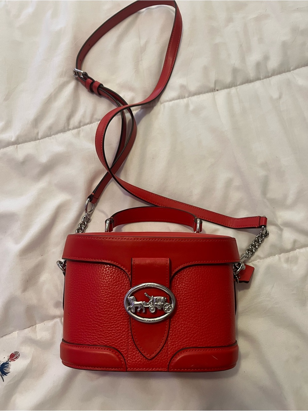 Coach Red and Silver Vanity with Detachable Strap - Picture 5 of 6